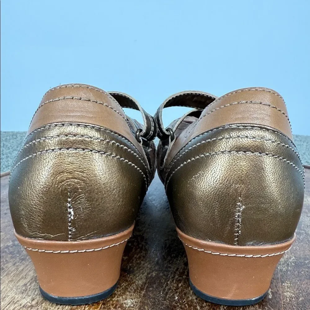 Aravon Shoes Wm 8D Brown Leather Mary Jane Kitten Heel Loafers New Balance